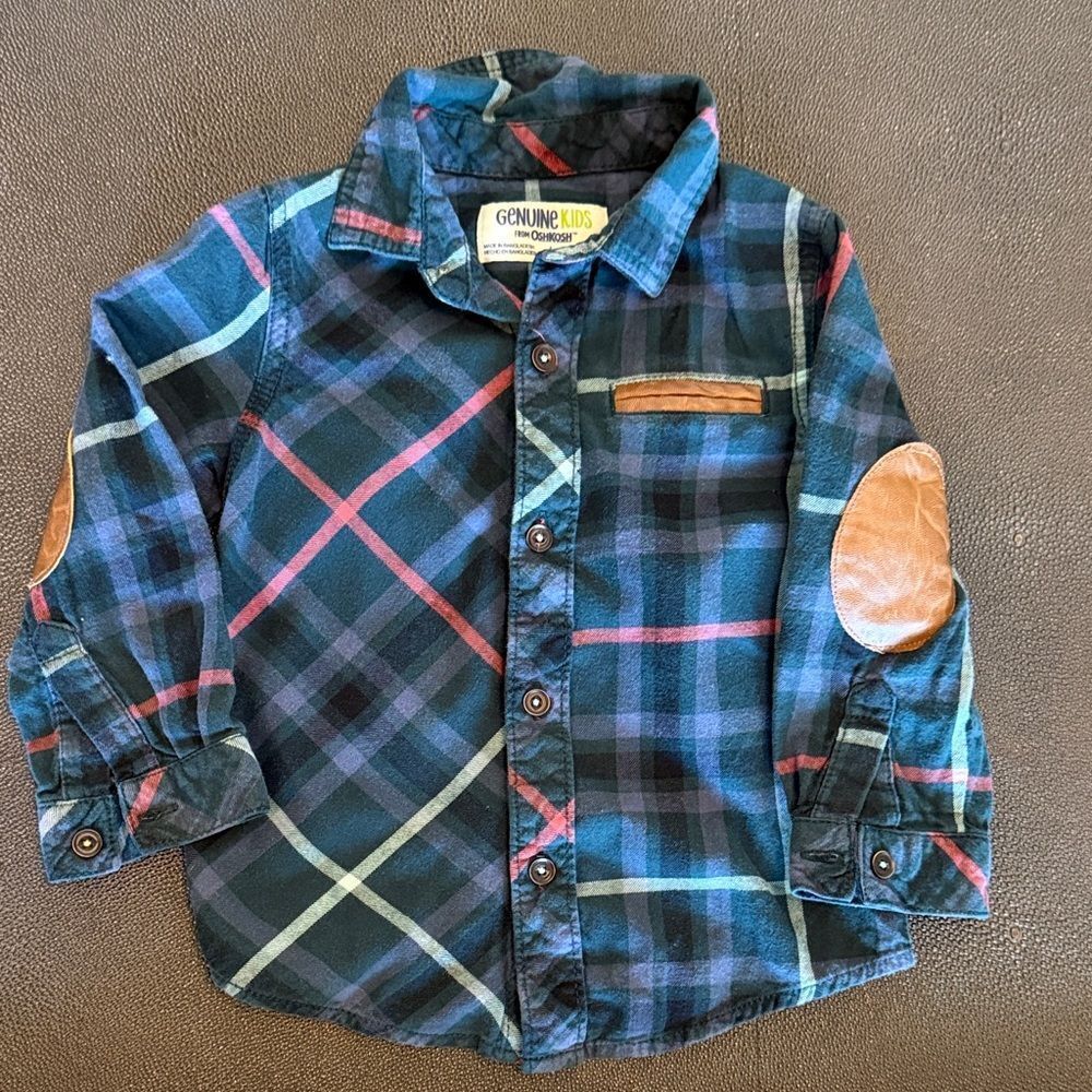 Genuine Kids OshKosh B'gosh Multicolor Plaid Button Down Shirt size 2T